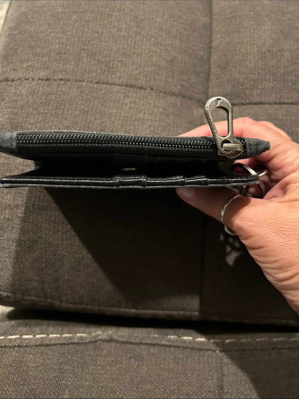 Sakroots Charcoal Floral Zip Wallet